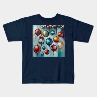 Painterly Christmas Tree Ornaments Kids T-Shirt